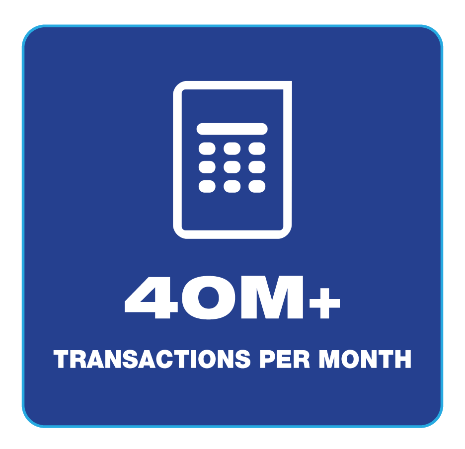 40 Million + Transactions Per Month